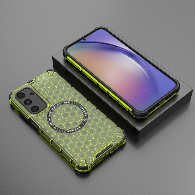 For Samsung Galaxy M35 5G Honeycomb Magnetic Ring Shockproof Phone Case