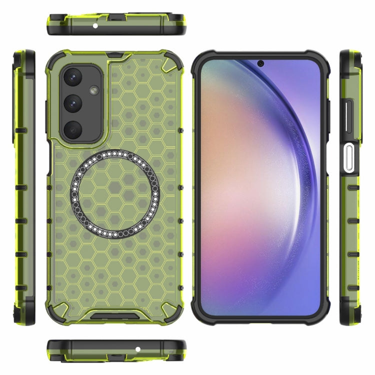 For Samsung Galaxy M35 5G Honeycomb Magnetic Ring Shockproof Phone Case