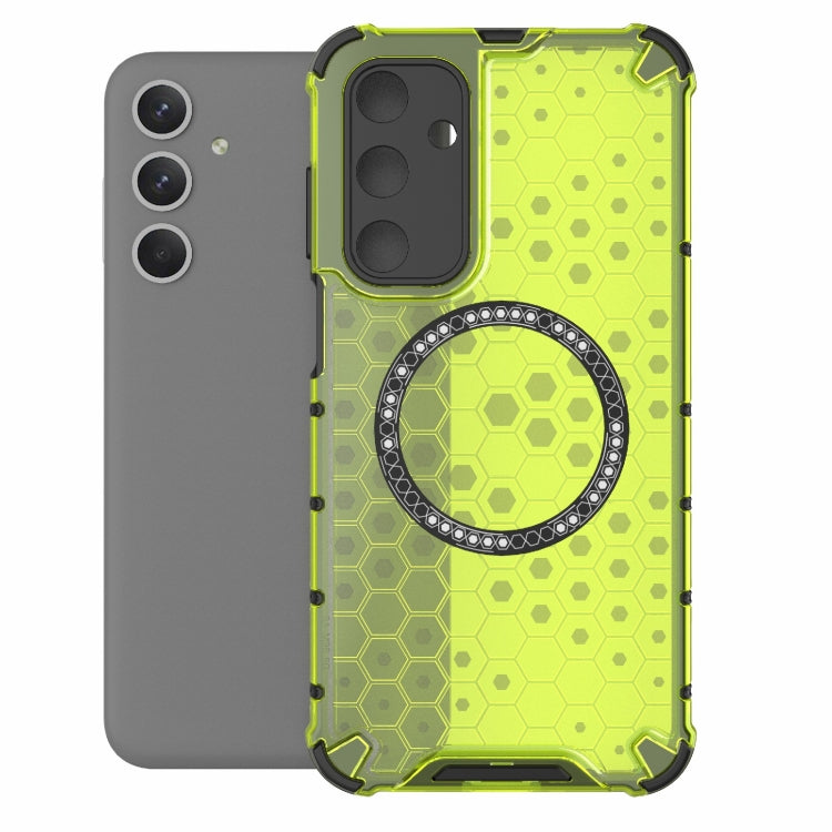 For Samsung Galaxy M35 5G Honeycomb Magnetic Ring Shockproof Phone Case