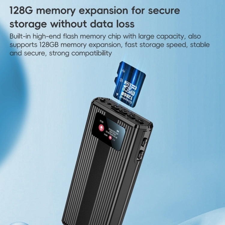 ZD42B Magnetic Sound Control Smart Noise Reduction Voice Recorder, Memory:32GB - Black