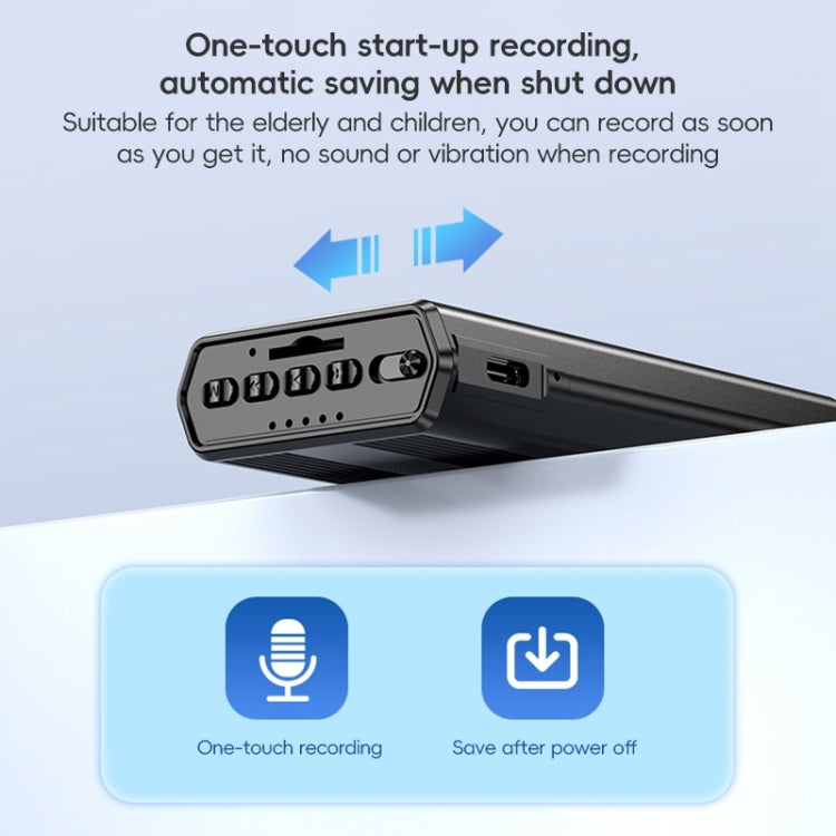 ZD42B Magnetic Sound Control Smart Noise Reduction Voice Recorder, Memory:32GB - Black