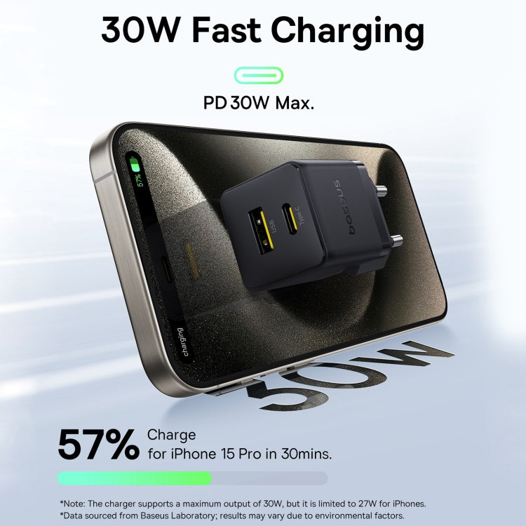 Baseus PD30W USB, USB-C / Type-C Fast Charger, Plug Type:EU Plug