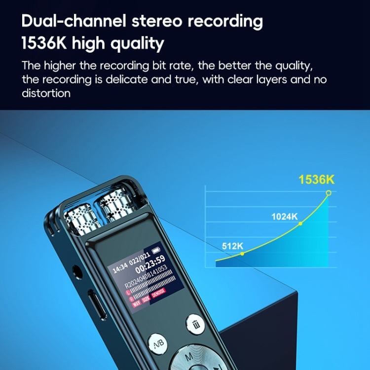 ZD43B Omnidirectional Dual Mic Smart Noise Reduction Voice Recorder, Memory:32GB - Black