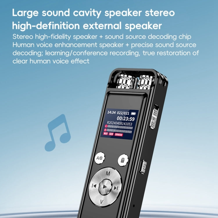 ZD43B Omnidirectional Dual Mic Smart Noise Reduction Voice Recorder, Memory:32GB - Black