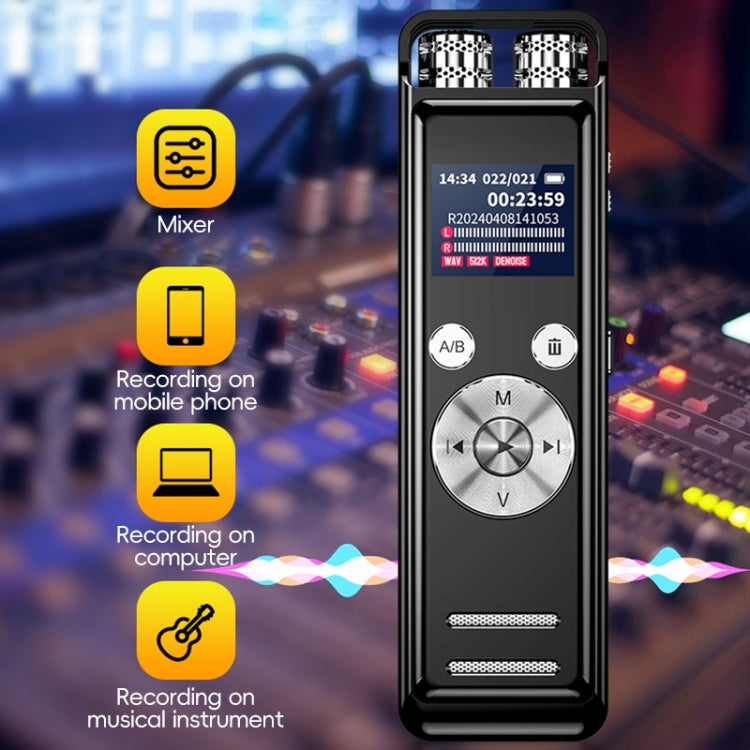 ZD43B Omnidirectional Dual Mic Smart Noise Reduction Voice Recorder, Memory:64GB - Black