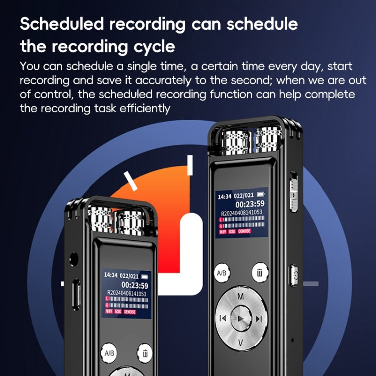 ZD43B Omnidirectional Dual Mic Smart Noise Reduction Voice Recorder, Memory:64GB - Black