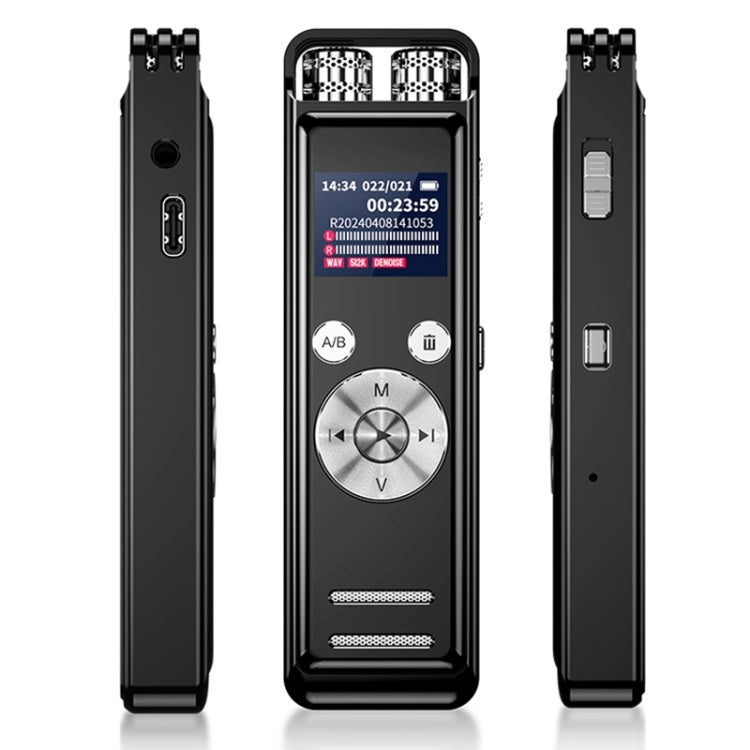 ZD43B Omnidirectional Dual Mic Smart Noise Reduction Voice Recorder, Memory:64GB - Black