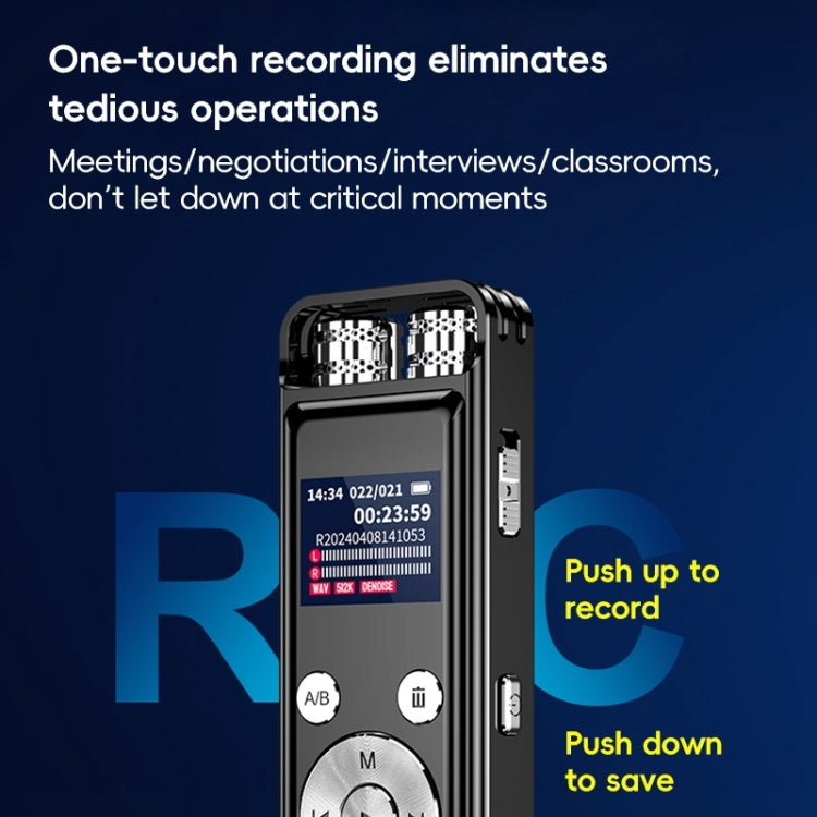 ZD43B Omnidirectional Dual Mic Smart Noise Reduction Voice Recorder, Memory:64GB - Black