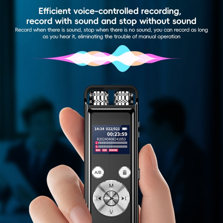 ZD43B Omnidirectional Dual Mic Smart Noise Reduction Voice Recorder, Memory:64GB - Black
