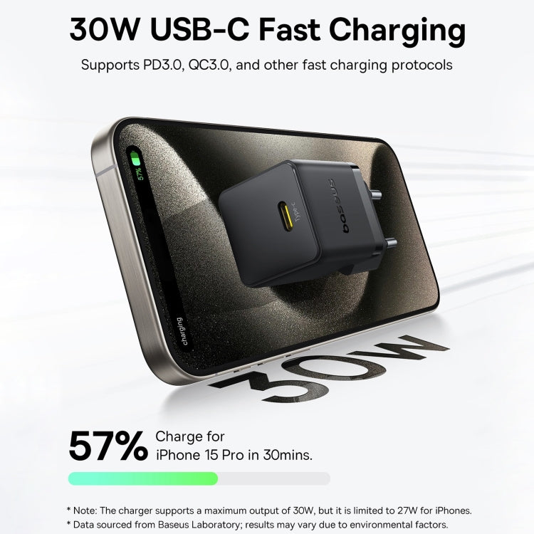 Baseus PD30W USB-C / Type-C Fast Charger, Plug Type:EU Plug