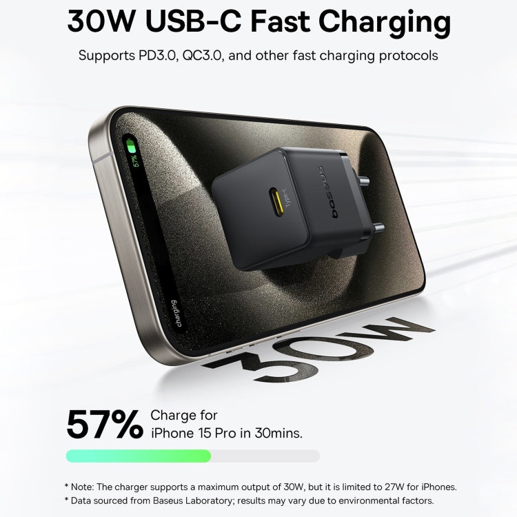 Baseus PD30W USB-C / Type-C Fast Charger, Plug Type:EU Plug