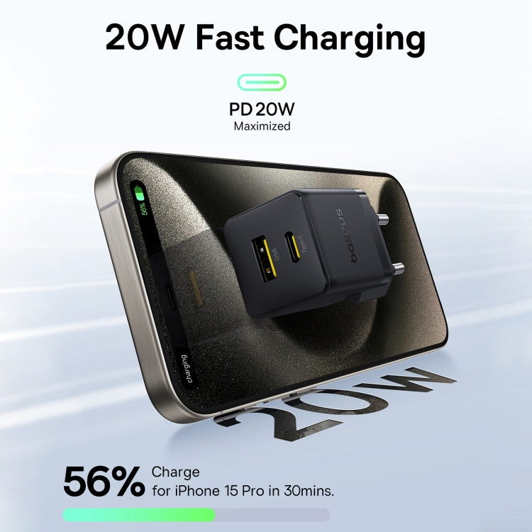 Baseus PD20W USB, USB-C / Type-C Fast Charger, Plug Type:EU Plug