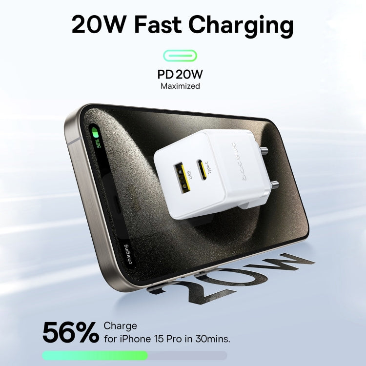 Baseus PD20W USB, USB-C / Type-C Fast Charger, Plug Type:EU Plug