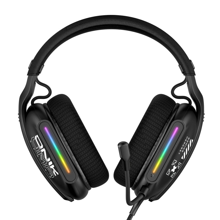 ONIKUMA X12 USB /  3.5mm Wired RGB Light Gaming Headset with Mic, Cable length: 2.2m - Black
