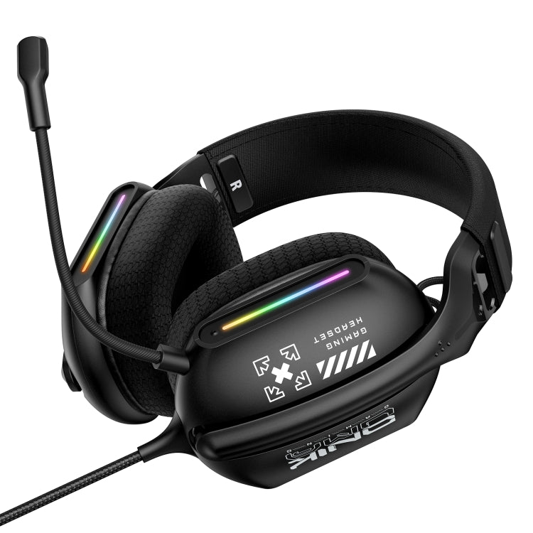 ONIKUMA X12 USB /  3.5mm Wired RGB Light Gaming Headset with Mic, Cable length: 2.2m - Black
