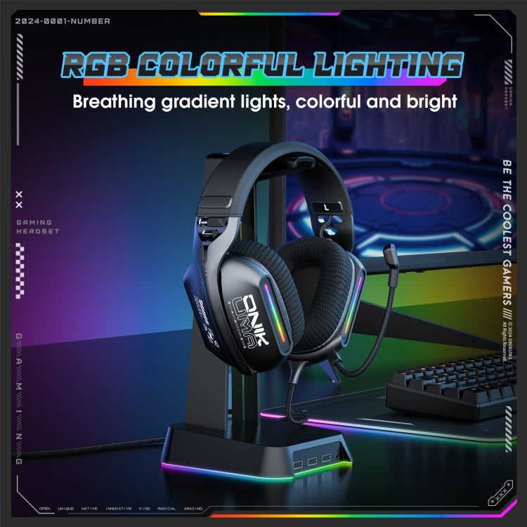 ONIKUMA X12 USB /  3.5mm Wired RGB Light Gaming Headset with Mic, Cable length: 2.2m - Black