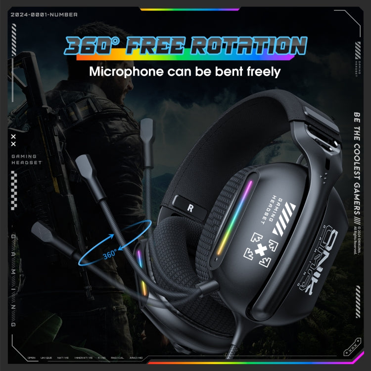 ONIKUMA X12 USB /  3.5mm Wired RGB Light Gaming Headset with Mic, Cable length: 2.2m - Black