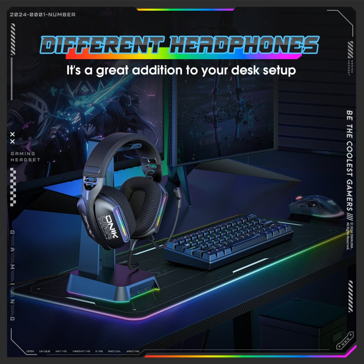 ONIKUMA X12 USB /  3.5mm Wired RGB Light Gaming Headset with Mic, Cable length: 2.2m - Black