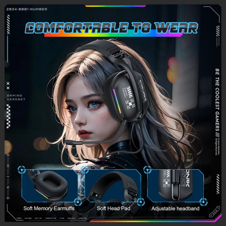 ONIKUMA X12 USB /  3.5mm Wired RGB Light Gaming Headset with Mic, Cable length: 2.2m - Black