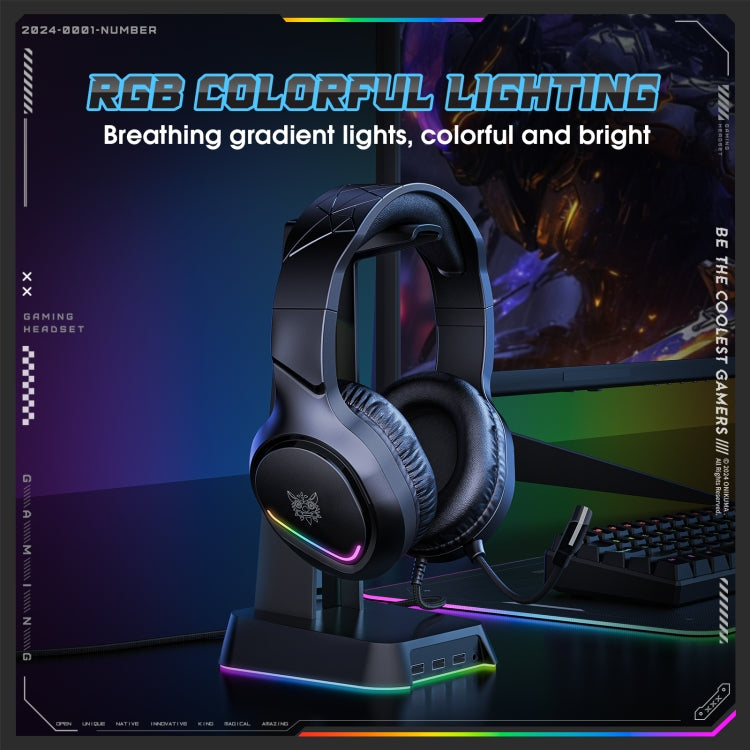 ONIKUMA X31 USB / 3.5mm Wired RGB Light Gaming Headset with Mic, Cable length: 2.2m - Black