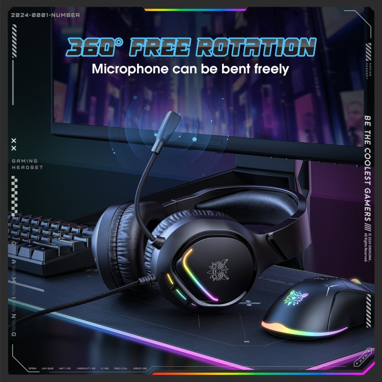 ONIKUMA X31 USB / 3.5mm Wired RGB Light Gaming Headset with Mic, Cable length: 2.2m - Black