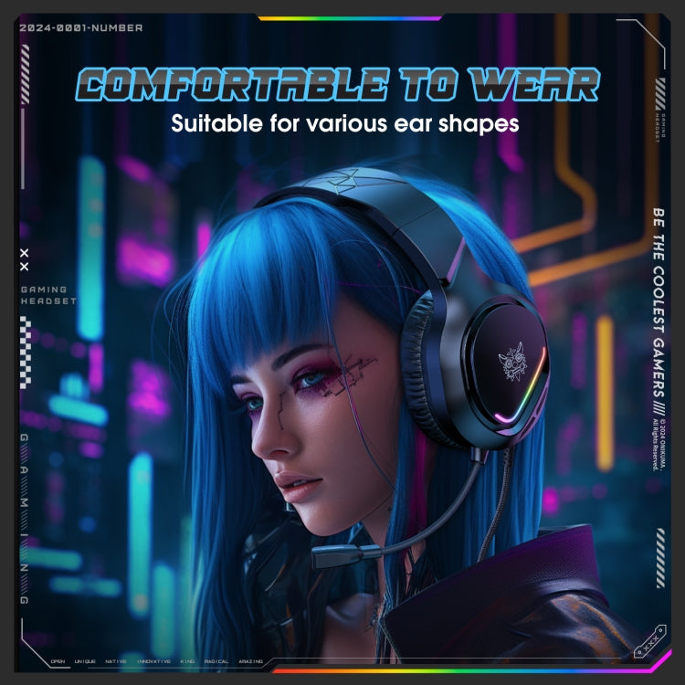 ONIKUMA X31 USB / 3.5mm Wired RGB Light Gaming Headset with Mic, Cable length: 2.2m - Black