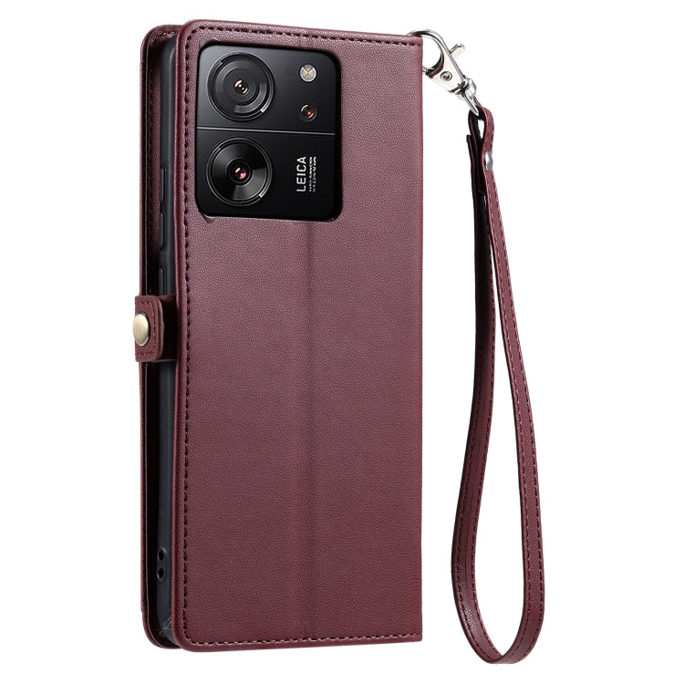 For Xiaomi 13T / 13T Pro Wallet Multi-card Slot Leather Phone Case with Lanyard