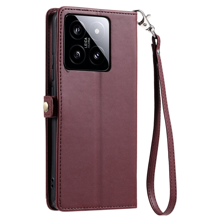 For Xiaomi 14 Wallet Multi-card Slot Leather Phone Case with Lanyard