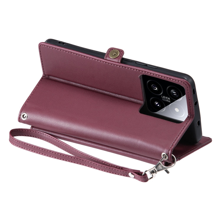 For Xiaomi 14 Wallet Multi-card Slot Leather Phone Case with Lanyard