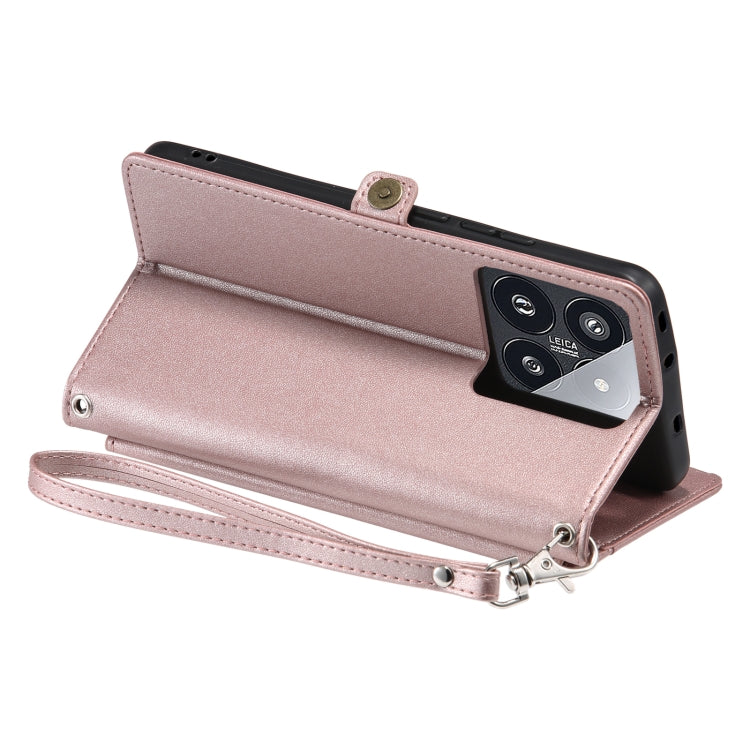For Xiaomi 14 Pro Wallet Multi-card Slot Leather Phone Case with Lanyard