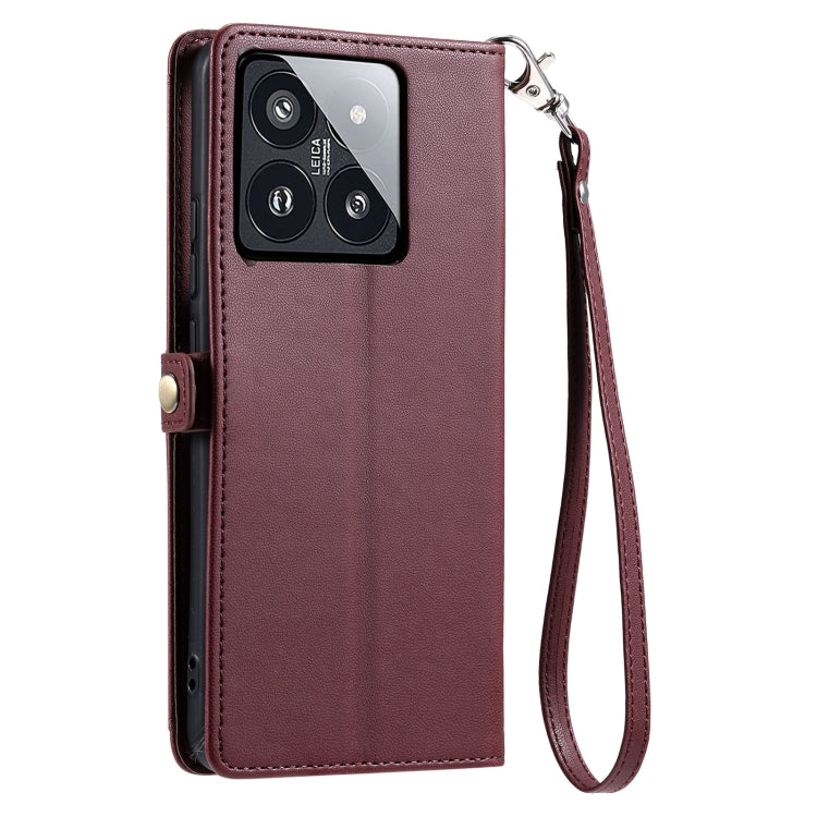 For Xiaomi 14 Pro Wallet Multi-card Slot Leather Phone Case with Lanyard