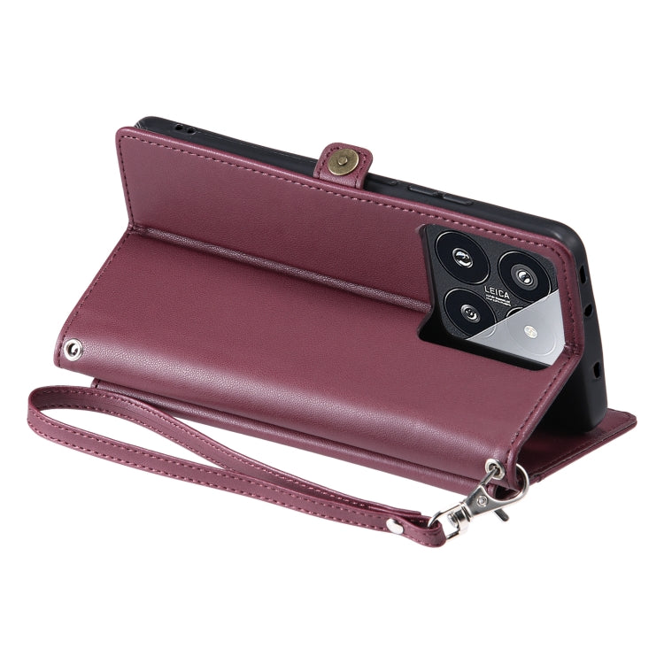 For Xiaomi 14 Pro Wallet Multi-card Slot Leather Phone Case with Lanyard