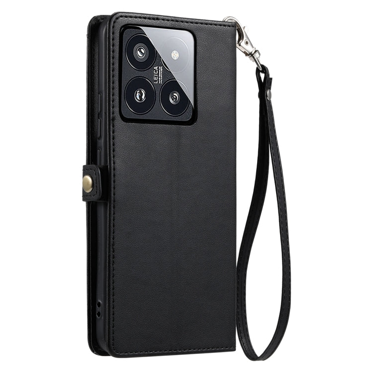 For Xiaomi 14 Pro Wallet Multi-card Slot Leather Phone Case with Lanyard