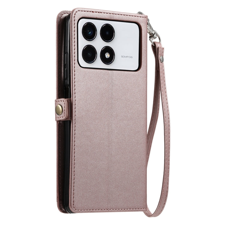 For Xiaomi Poco F6 Pro Wallet Multi-card Slot Leather Phone Case with Lanyard