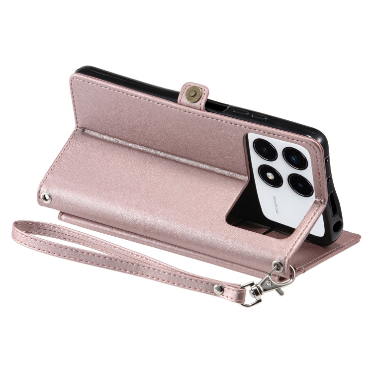 For Xiaomi Poco F6 Pro Wallet Multi-card Slot Leather Phone Case with Lanyard