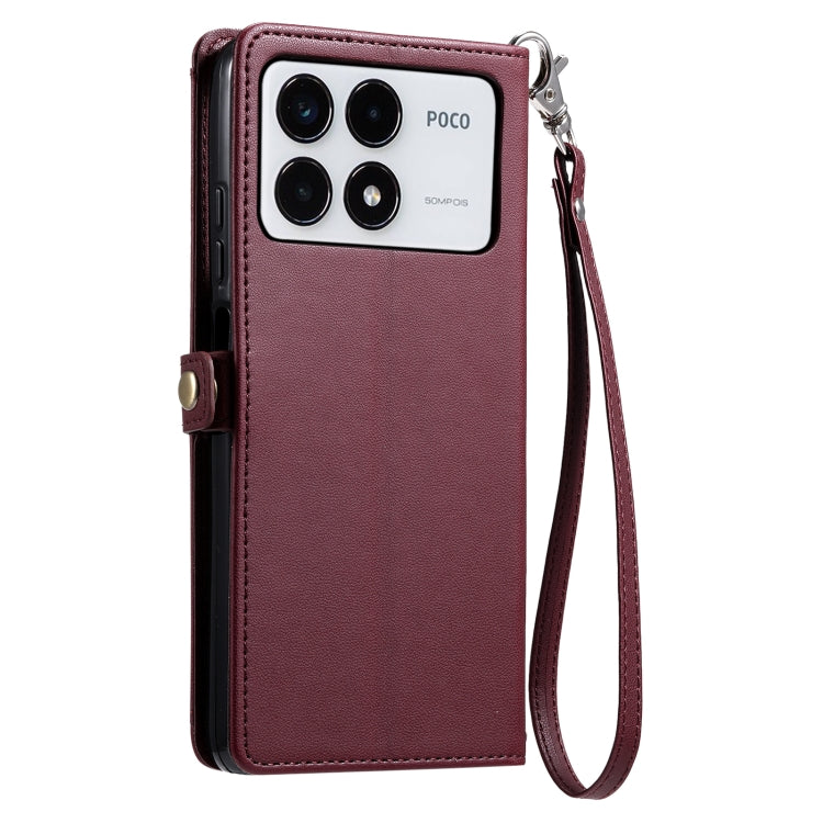 For Xiaomi Poco F6 Pro Wallet Multi-card Slot Leather Phone Case with Lanyard
