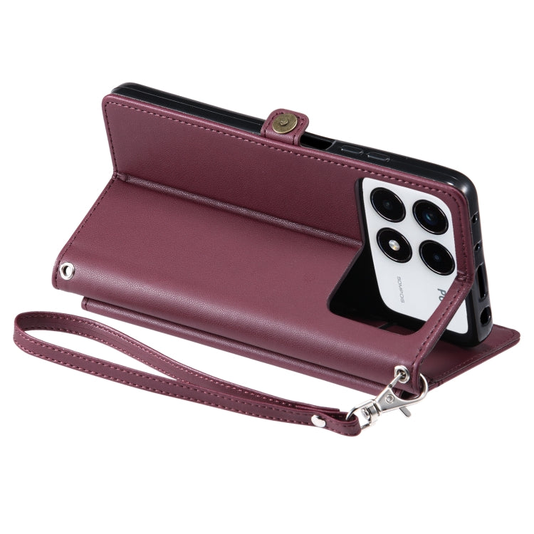 For Xiaomi Poco F6 Pro Wallet Multi-card Slot Leather Phone Case with Lanyard
