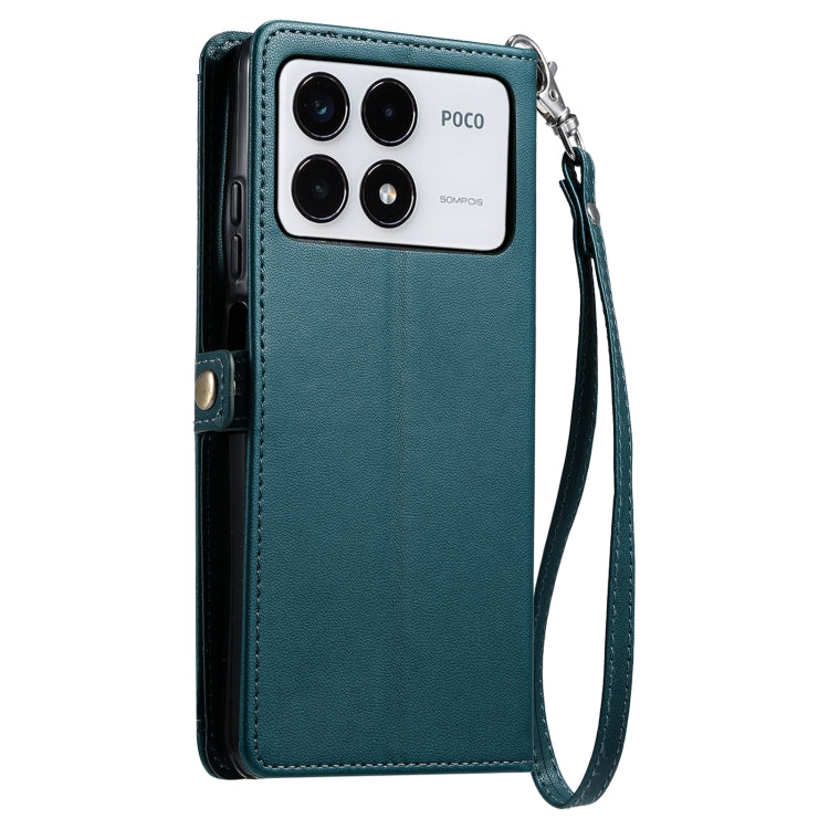 For Xiaomi Poco F6 Pro Wallet Multi-card Slot Leather Phone Case with Lanyard