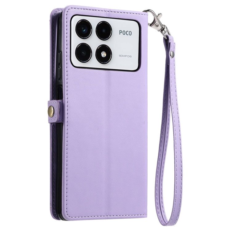For Xiaomi Poco F6 Pro Wallet Multi-card Slot Leather Phone Case with Lanyard