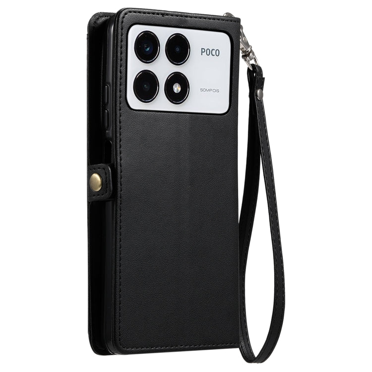 For Xiaomi Poco F6 Pro Wallet Multi-card Slot Leather Phone Case with Lanyard