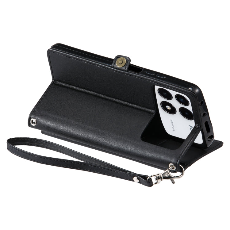 For Xiaomi Poco F6 Pro Wallet Multi-card Slot Leather Phone Case with Lanyard