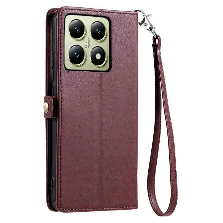 For Xiaomi 14T Pro Wallet Multi-card Slot Leather Phone Case with Lanyard