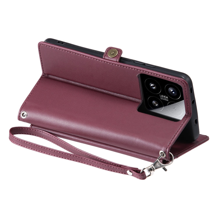 For Xiaomi 15 Wallet Multi-card Slot Leather Phone Case with Lanyard