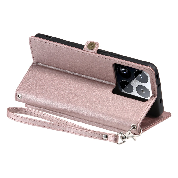 For Xiaomi 15 Pro Wallet Multi-card Slot Leather Phone Case with Lanyard