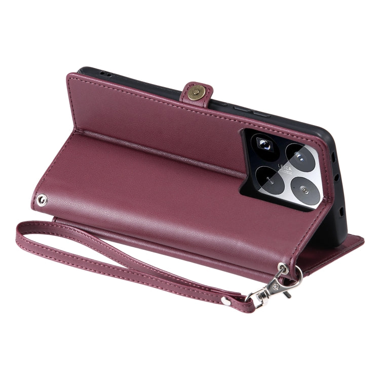 For Xiaomi 15 Pro Wallet Multi-card Slot Leather Phone Case with Lanyard
