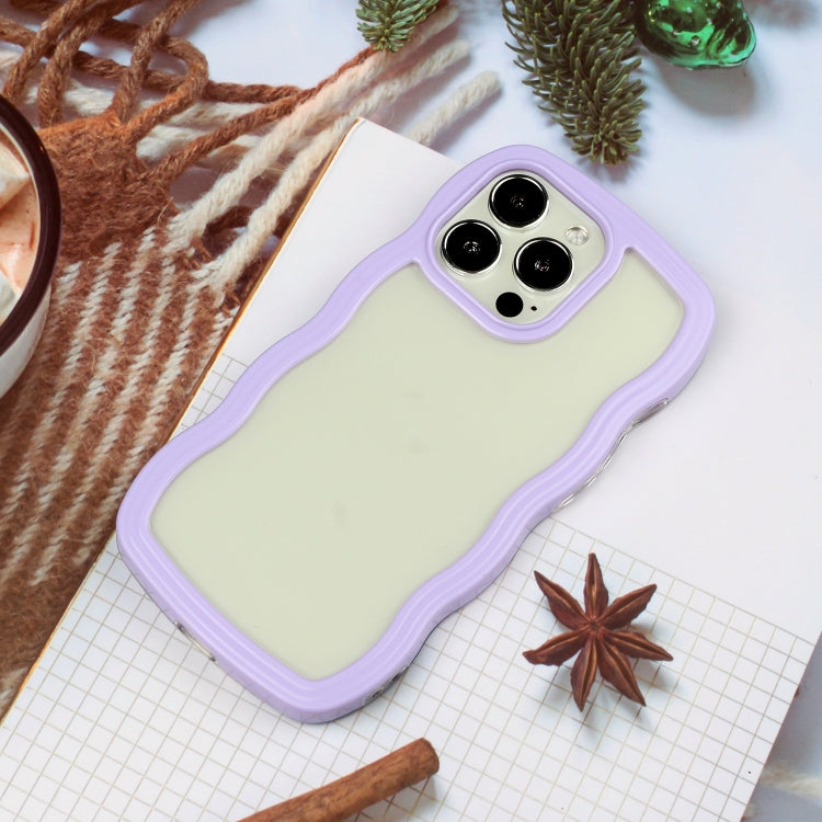 For iPhone 16 Pro Max Candy Color Wave TPU Clear PC Phone Case