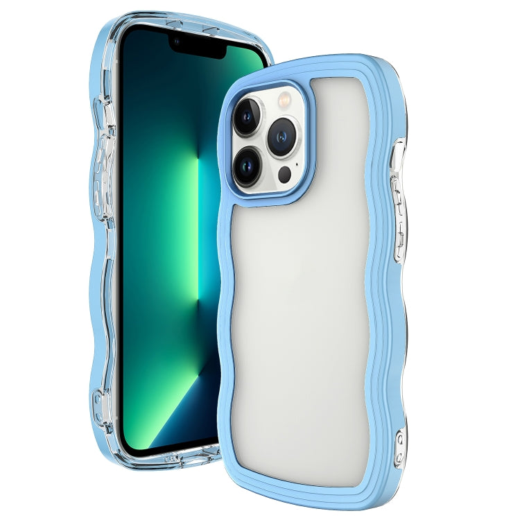 For iPhone 16 Pro Candy Color Wave TPU Clear PC Phone Case