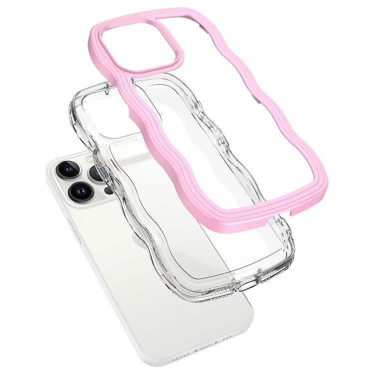For iPhone 16 Pro Candy Color Wave TPU Clear PC Phone Case