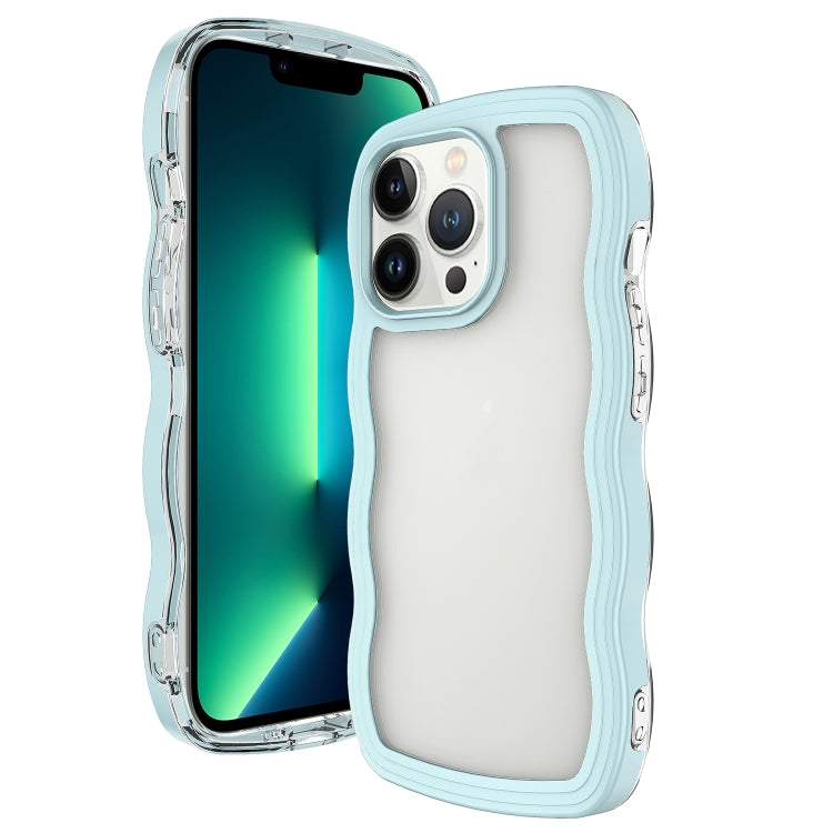 For iPhone 16 Pro Candy Color Wave TPU Clear PC Phone Case