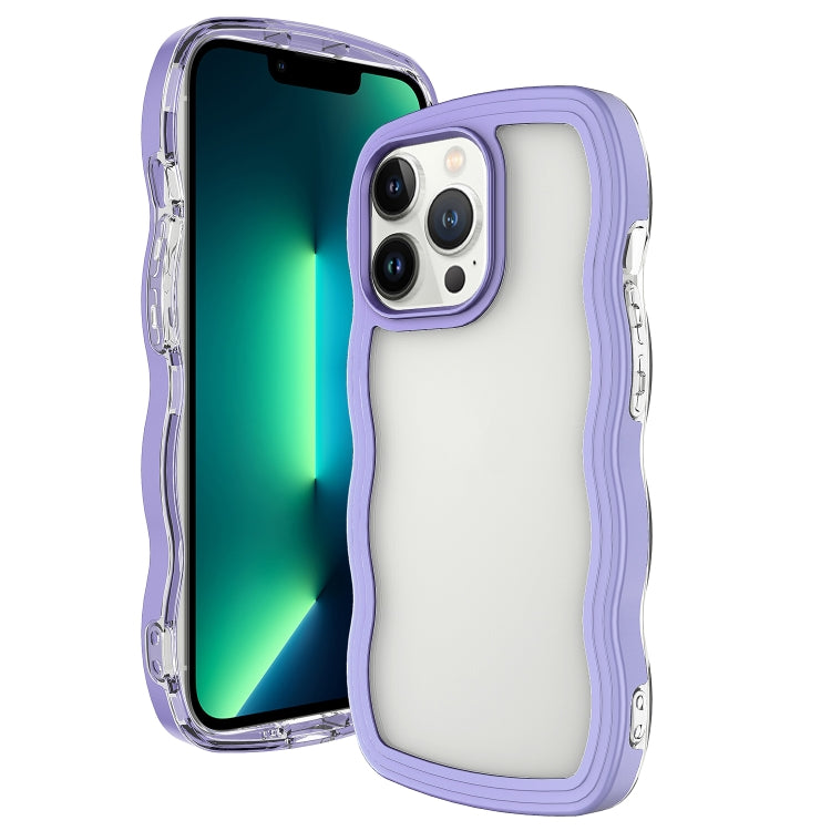 For iPhone 16 Pro Candy Color Wave TPU Clear PC Phone Case